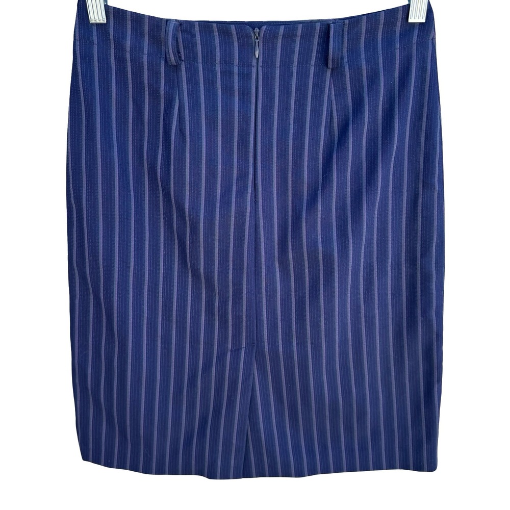 Cynthia Rowley Vintage 90s Y2K Pinstripe Pencil Skirt Tailored Knee Length Blue - Picture 6 of 9
